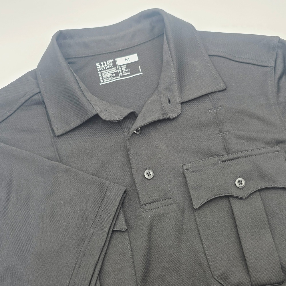 5.11 Tactical Mens M Class A Performance Polo Shirt Black Short Sleeve Pockets